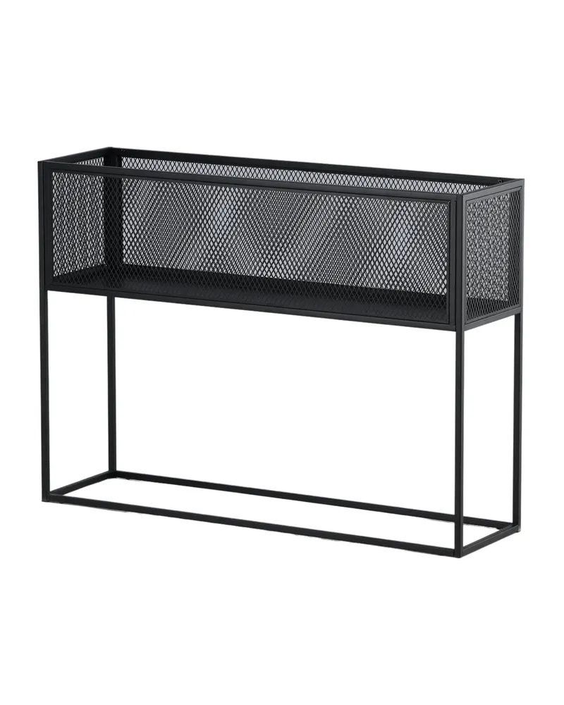 Netz Regal mit Gitterablage auf schlanken Beinen in Schwarz mit Blumenmuster, Gestell Schwarz, Ansicht 7
