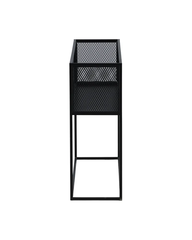 Netz Regal mit Gitterablage auf schlanken Beinen in Schwarz mit Blumenmuster, Gestell Schwarz, Ansicht 8