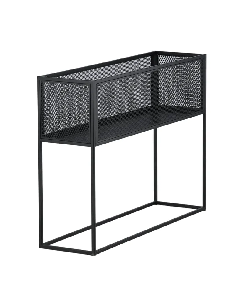 Netz Regal mit Gitterablage auf schlanken Beinen in Schwarz mit Blumenmuster, Gestell Schwarz, Ansicht 9