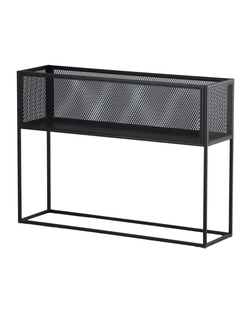Netz Regal mit Gitterablage auf schlanken Beinen in Schwarz mit Blumenmuster, Gestell Schwarz, Ansicht 11
