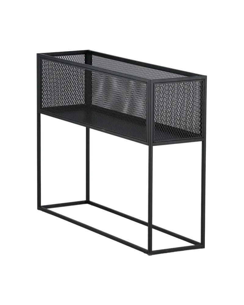 Netz Regal mit Gitterablage auf schlanken Beinen in Schwarz mit Blumenmuster, Gestell Schwarz, Ansicht 12