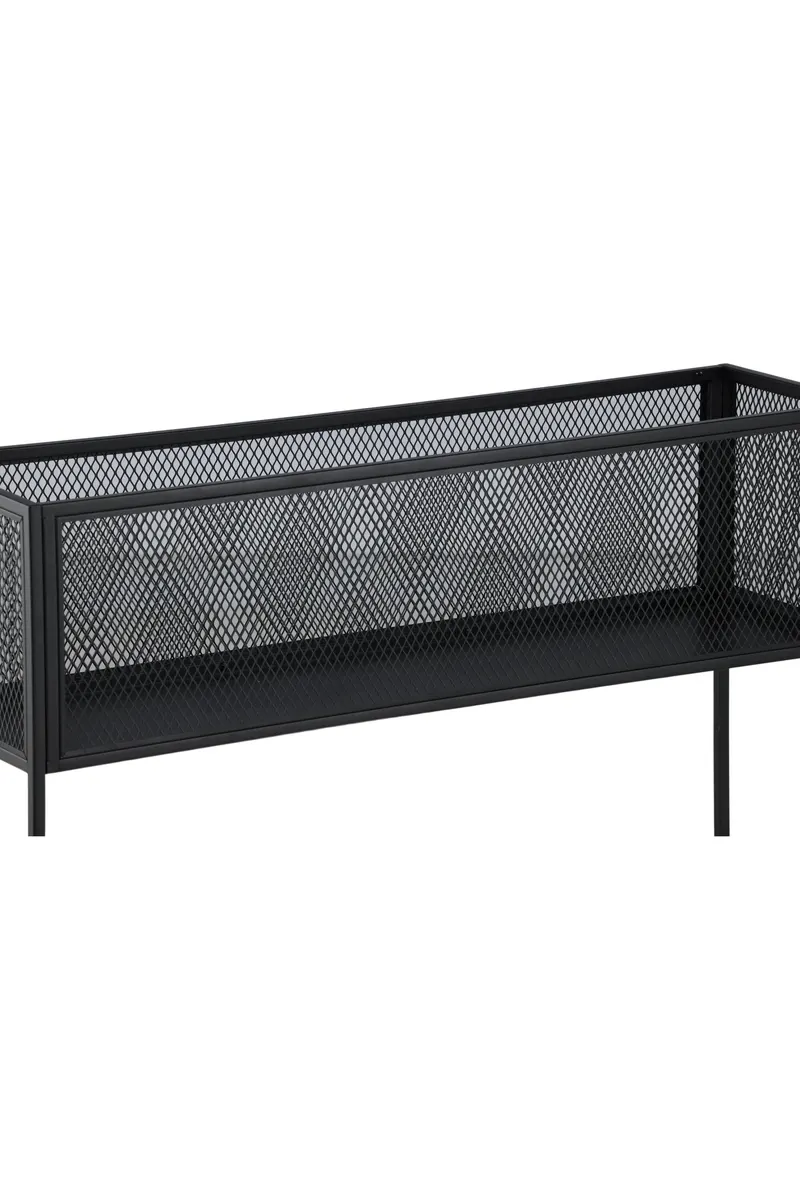 Netz Regal mit Gitterablage auf schlanken Beinen in Schwarz mit Blumenmuster, Gestell Schwarz, Ansicht 13