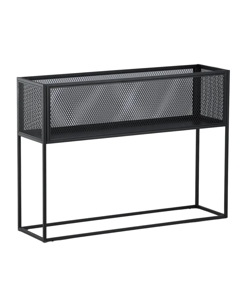 Netz Regal mit Gitterablage auf schlanken Beinen in Schwarz mit Blumenmuster, Gestell Schwarz, Ansicht 2