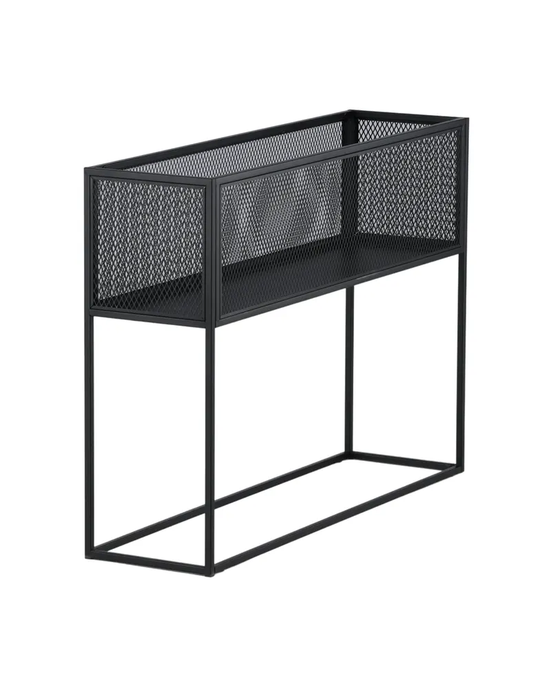 Netz Regal mit Gitterablage auf schlanken Beinen in Schwarz mit Blumenmuster, Gestell Schwarz, Ansicht 3