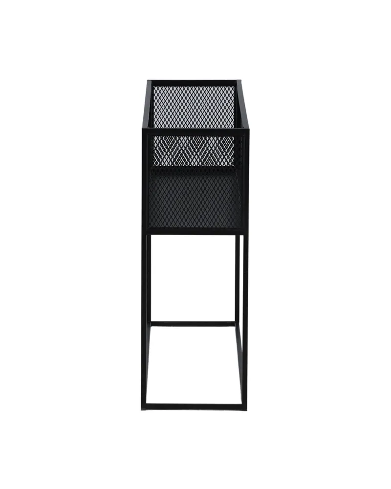 Netz Regal mit Gitterablage auf schlanken Beinen in Schwarz mit Blumenmuster, Gestell Schwarz, Ansicht 4