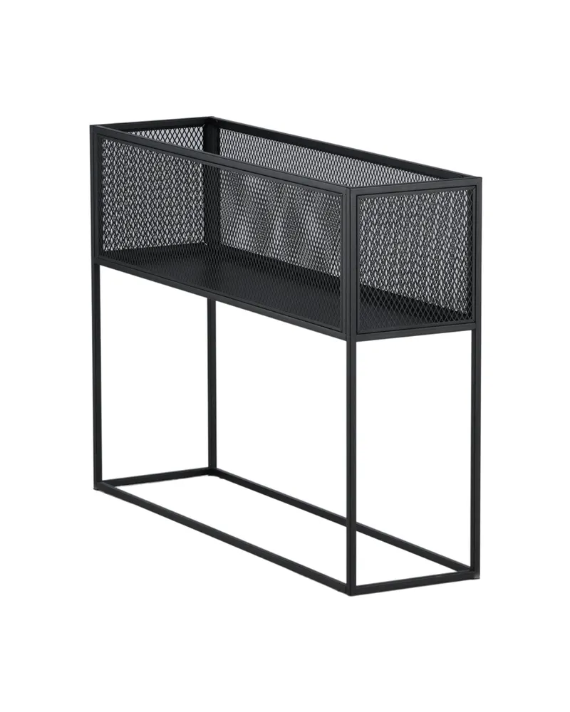 Netz Regal mit Gitterablage auf schlanken Beinen in Schwarz mit Blumenmuster, Gestell Schwarz, Ansicht 5