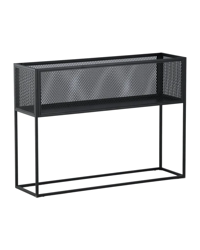 Netz Regal mit Gitterablage auf schlanken Beinen in Schwarz mit Blumenmuster, Gestell Schwarz, Ansicht 6