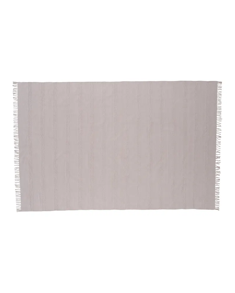 Nico handgewebter Baumwollteppich mit Fransen in 300 × 200 cm, Beige, Ansicht 1