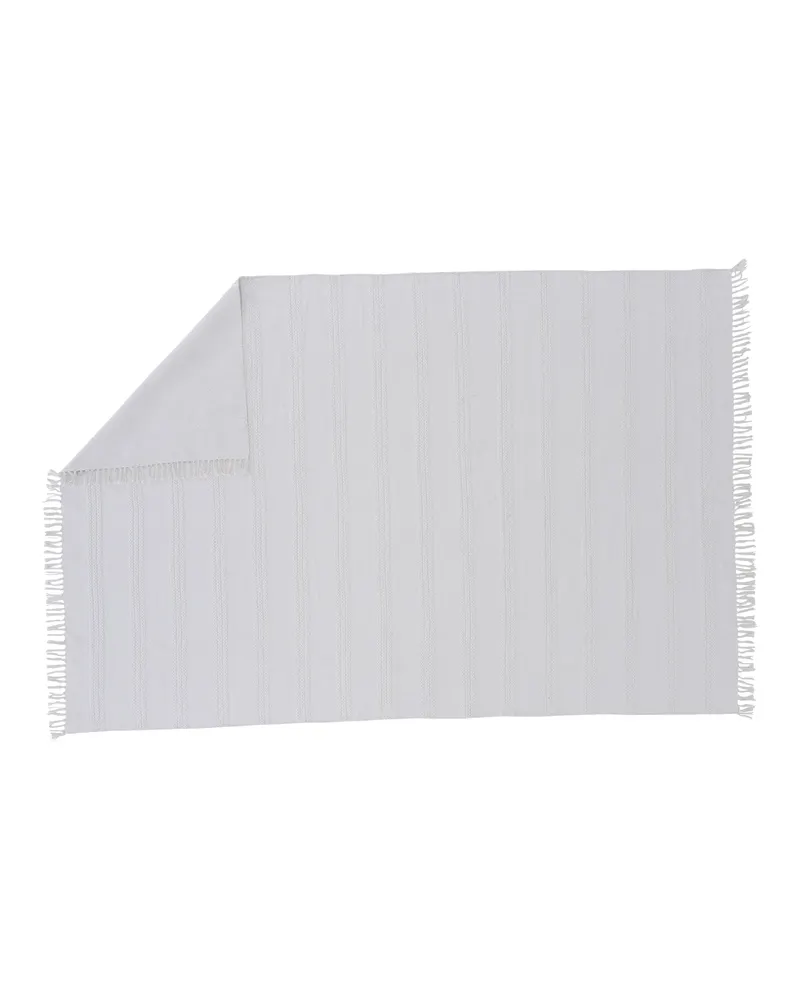 Nico handgewebter Baumwollteppich mit Fransen in 230 × 160 cm, Cremeweiß, Ansicht 2