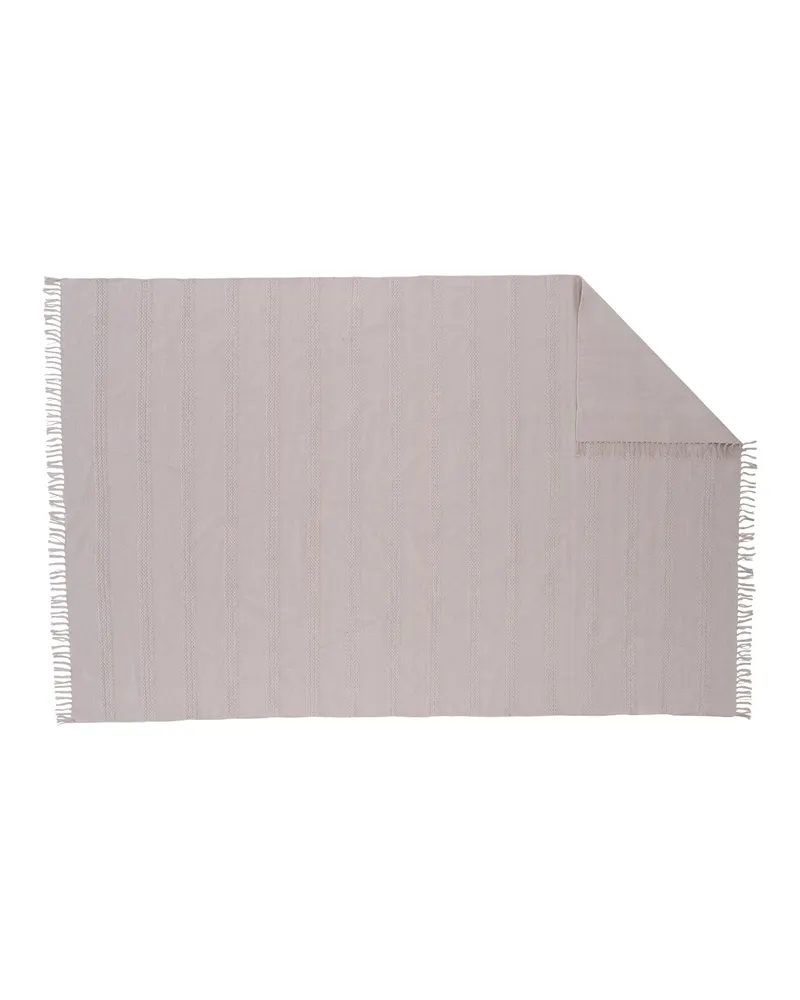 Nico handgewebter Baumwollteppich mit Fransen in 230 × 160 cm, Beige, Ansicht 1