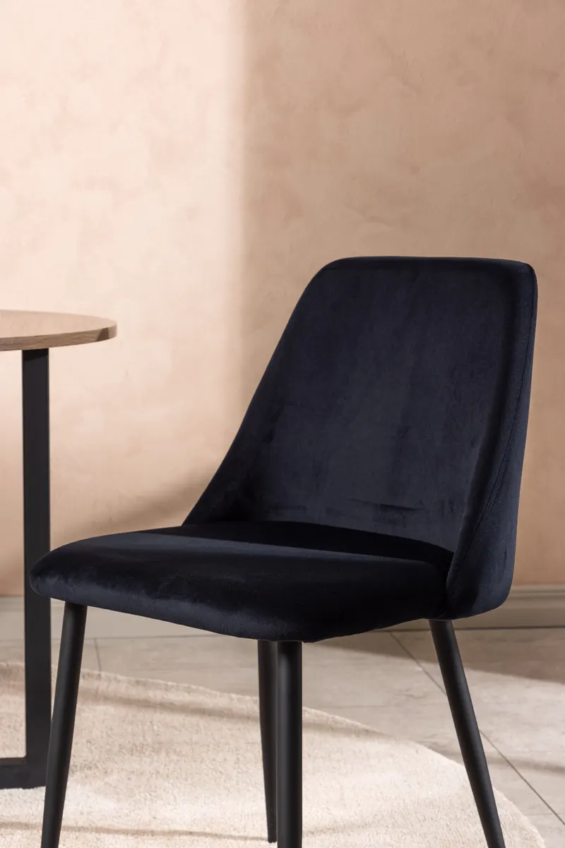Night gepolsterter Esszimmerstuhl in Schwarz, Polyester-Samt, im Wohnraum, Ansicht 2