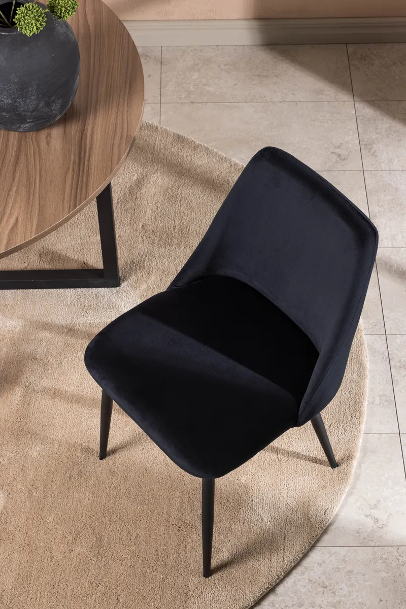 Night gepolsterter Esszimmerstuhl in Schwarz, Polyester-Samt, im Wohnraum, Ansicht 4