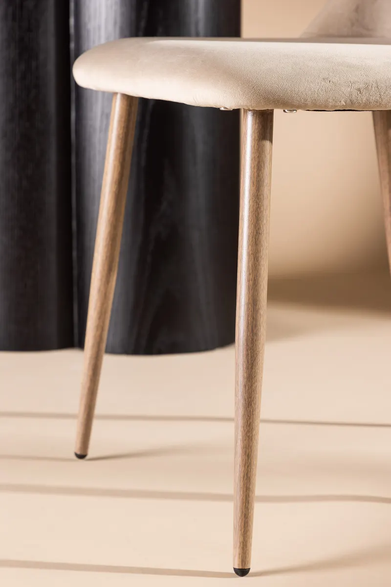 Night gepolsterter Esszimmerstuhl in Beige, Gestell Walnuss, Polyester-Samt, im Wohnraum, Ansicht 3