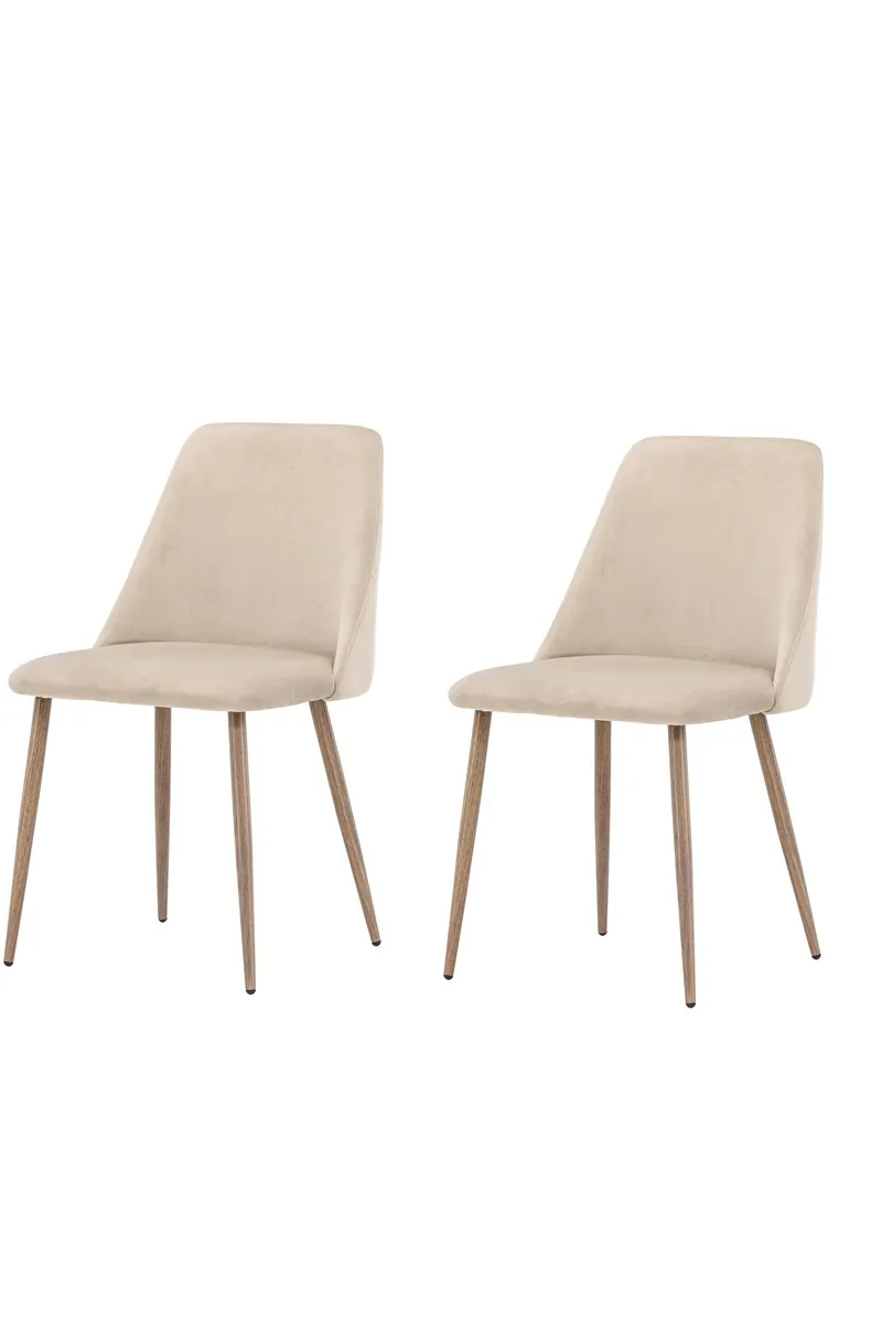 Night gepolsterter Esszimmerstuhl in Beige, Gestell Walnuss, Polyester-Samt, Ansicht 2