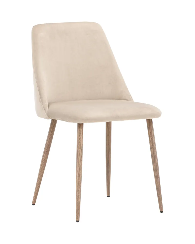 Night gepolsterter Esszimmerstuhl in Beige, Gestell Walnuss, Polyester-Samt, Ansicht 3