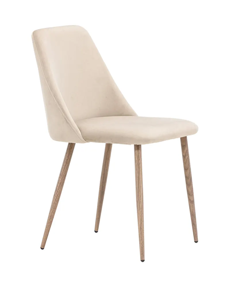 Night gepolsterter Esszimmerstuhl in Beige, Gestell Walnuss, Polyester-Samt, Ansicht 4