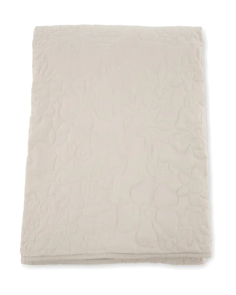 Niki Tagesdecke mit Blumenmuster aus Ziernähten, Beige