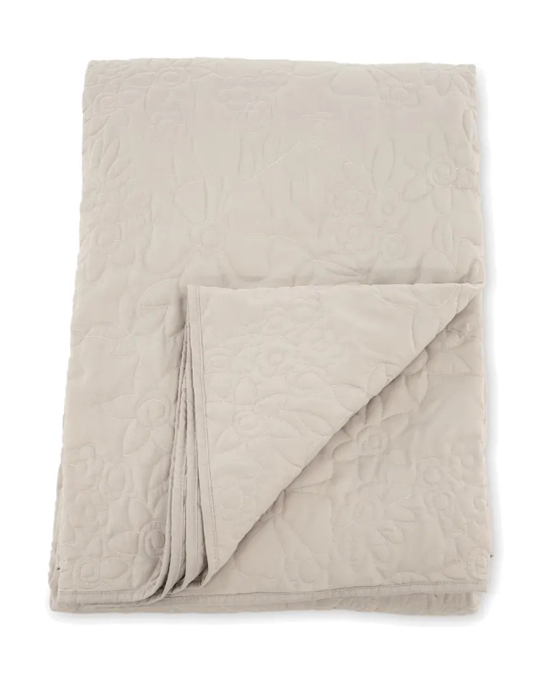 Niki Tagesdecke mit Blumenmuster aus Ziernähten in 260 × 260 cm, Beige, Ansicht 2