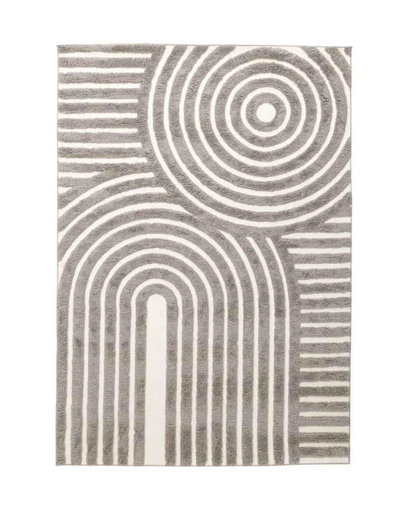 Nikita Teppich mit Kreis- und Bogenmuster in 290 × 200 cm, Grau, Ansicht 1