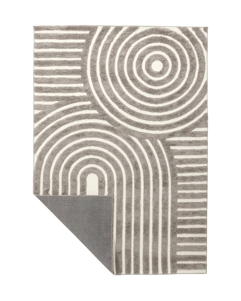 Nikita Teppich mit Kreis- und Bogenmuster in 290 × 200 cm, Grau, Ansicht 2