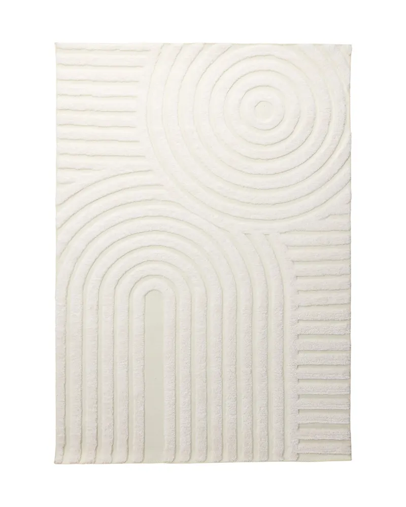 Nikita Teppich mit Kreis- und Bogenmuster in 230 × 160 cm, Weiß, Ansicht 1