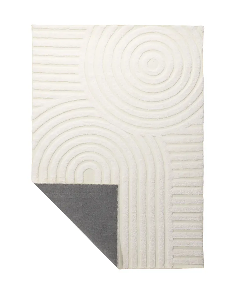 Nikita Teppich mit Kreis- und Bogenmuster in 230 × 160 cm, Weiß, Ansicht 2