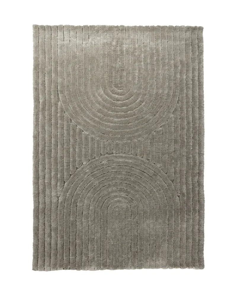 Niklas Teppich mit Relief aus Rillen und Bögen in 290 × 200 cm, Beige, Ansicht 1