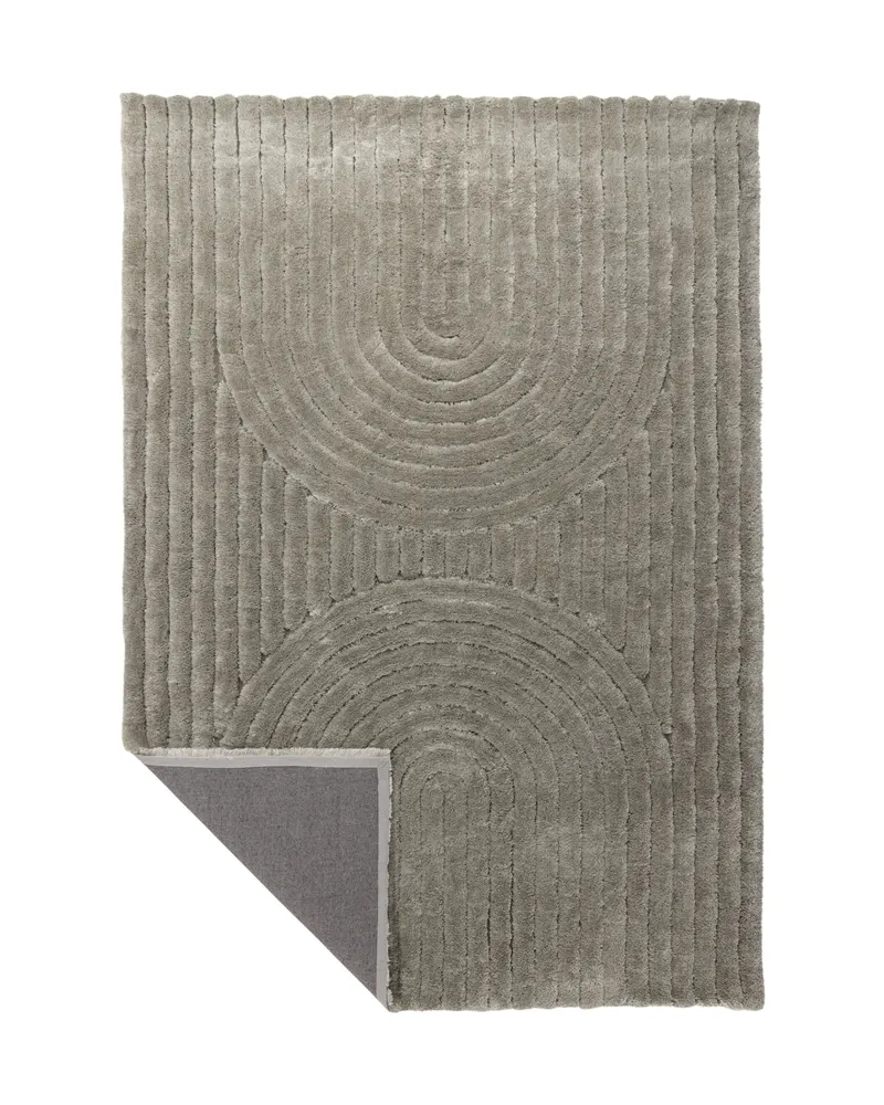 Niklas Teppich mit Relief aus Rillen und Bögen in 290 × 200 cm, Beige, Ansicht 2