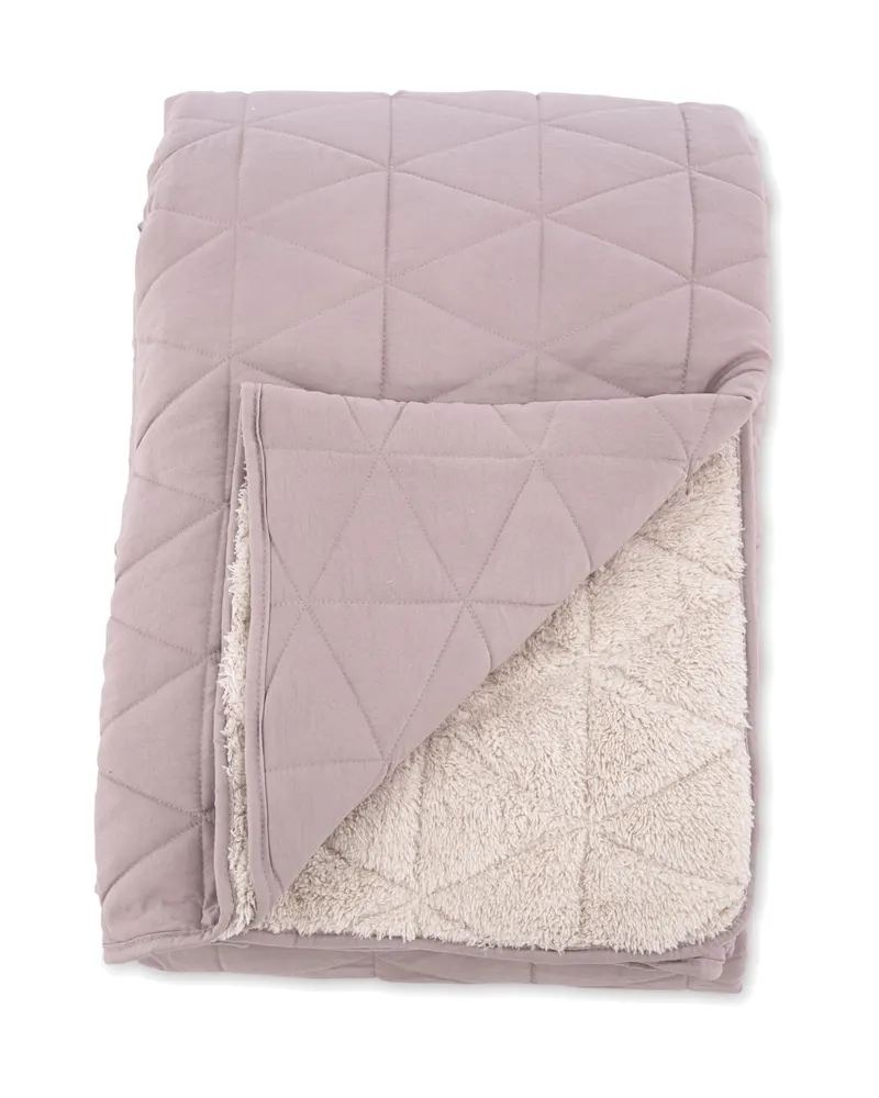 Nilla Wende-Tagesdecke mit Steppseite und Sherpa-Seite in 150 × 250 cm, Altrosa, Ansicht 2