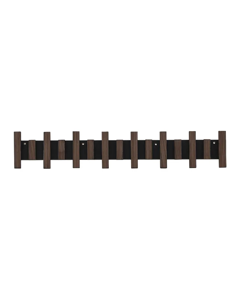 Nimes Garderobenhaken, Hakenleiste und Kleiderbügel in 4 × 13 × 75 cm, Mokka, Ansicht 1