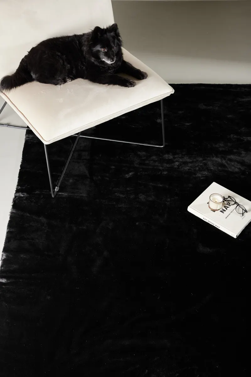 Nina Teppich rechteckig mit Schimmer in 230 × 160 cm, Schwarz, im Wohnraum, Ansicht 1