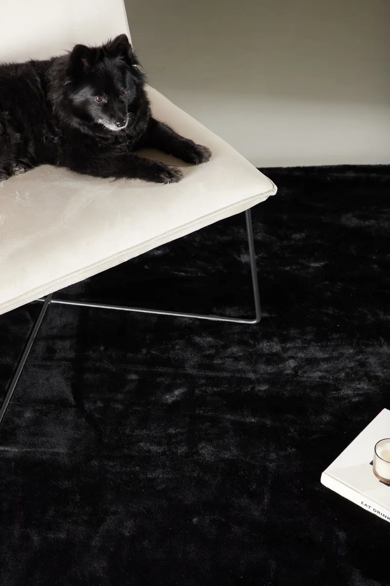 Nina Teppich rechteckig mit Schimmer in 230 × 160 cm, Schwarz, im Wohnraum, Ansicht 2