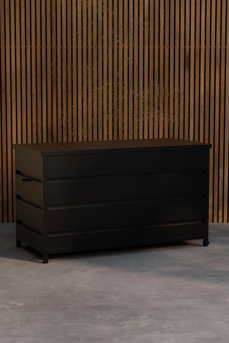 Nisis Gartenbox aus Aluminium mit Rollen, im Wohnraum, Ansicht 1