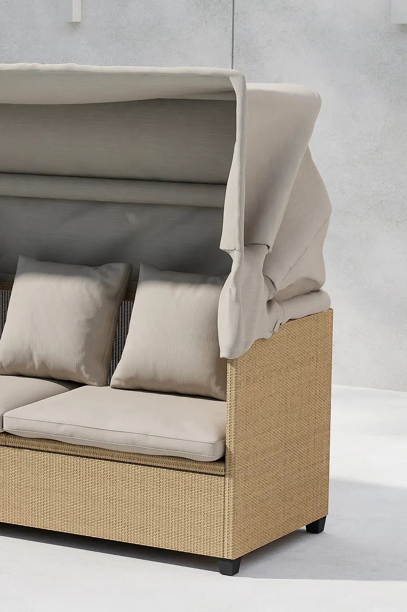 Nopy Sonnenliege mit Sonnendach in Beige, im Wohnraum, Ansicht 2