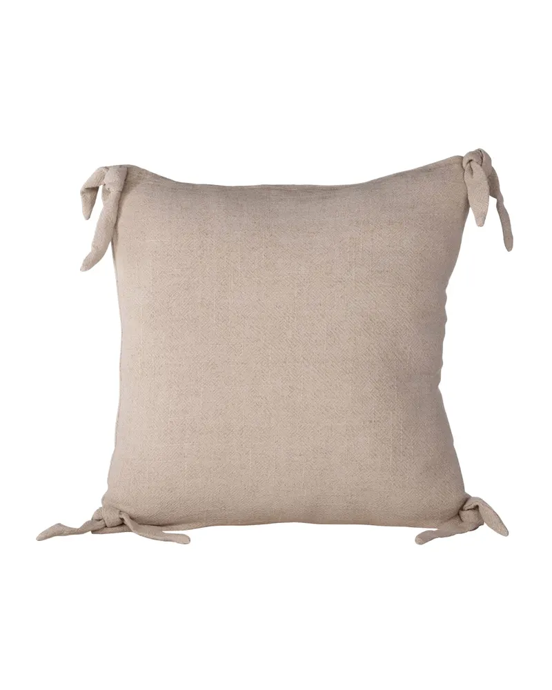 Nora Kissenbezug mit geknoteten Zierbändern an den Ecken, Beige
