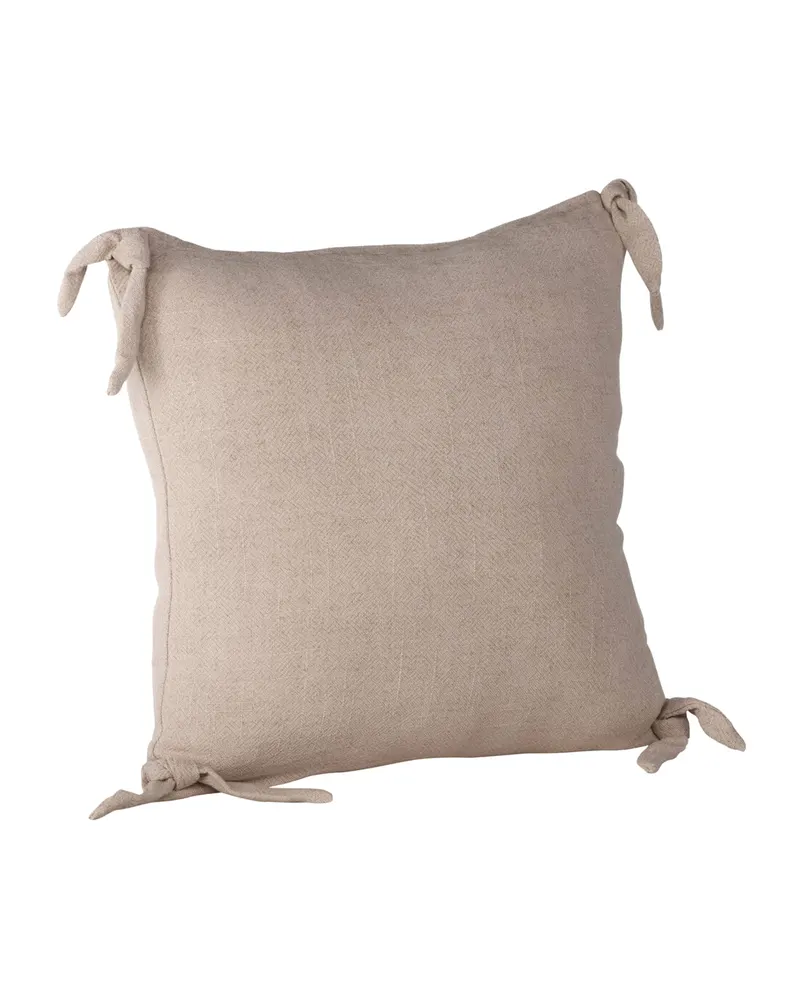 Nora Kissenbezug mit geknoteten Zierbändern an den Ecken in 40 × 40 cm, Beige, Ansicht 4