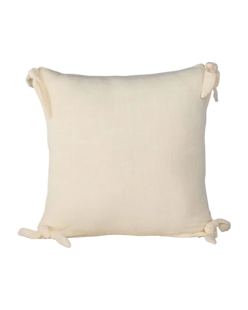 Nora Kissenbezug mit geknoteten Zierbändern an den Ecken, Beige