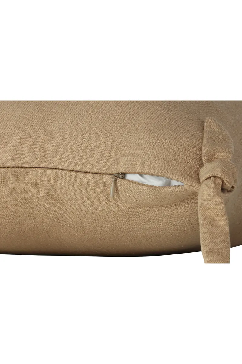 Nora Kissenbezug mit geknoteten Zierbändern an den Ecken in 40 × 40 cm, Braun, Ansicht 3