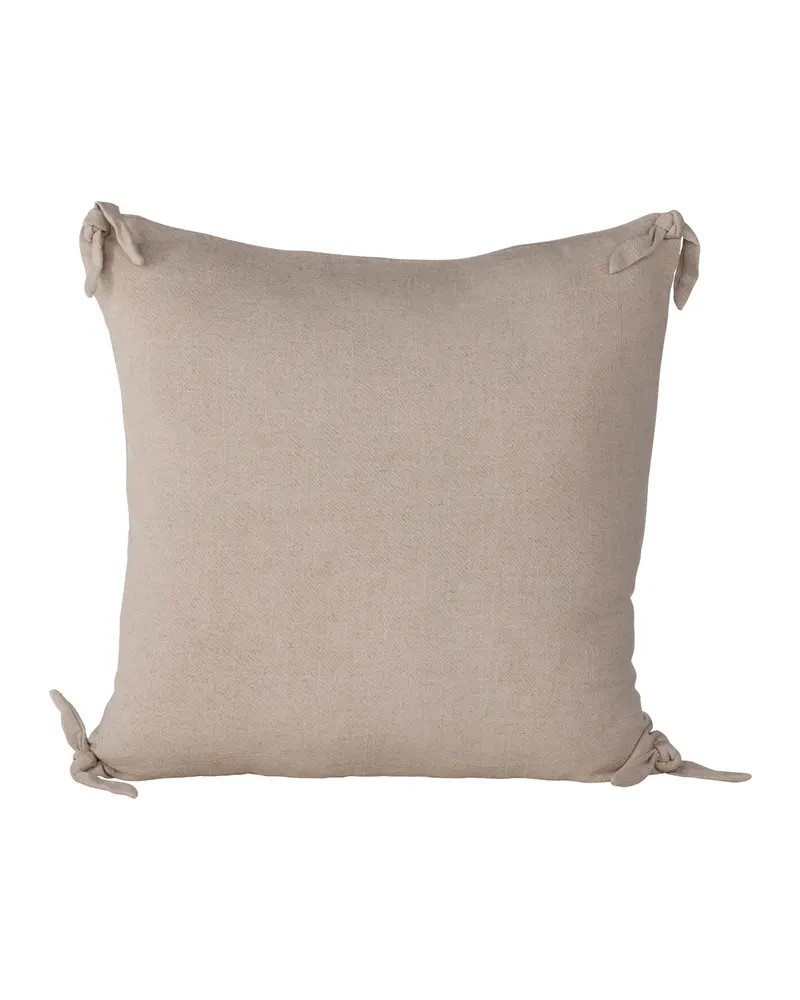 Nora Kissenbezug mit geknoteten Zierbändern an den Ecken in 60 × 60 cm, Beige, Ansicht 1