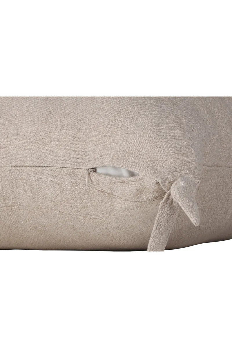 Nora Kissenbezug mit geknoteten Zierbändern an den Ecken in 60 × 60 cm, Beige, Ansicht 3