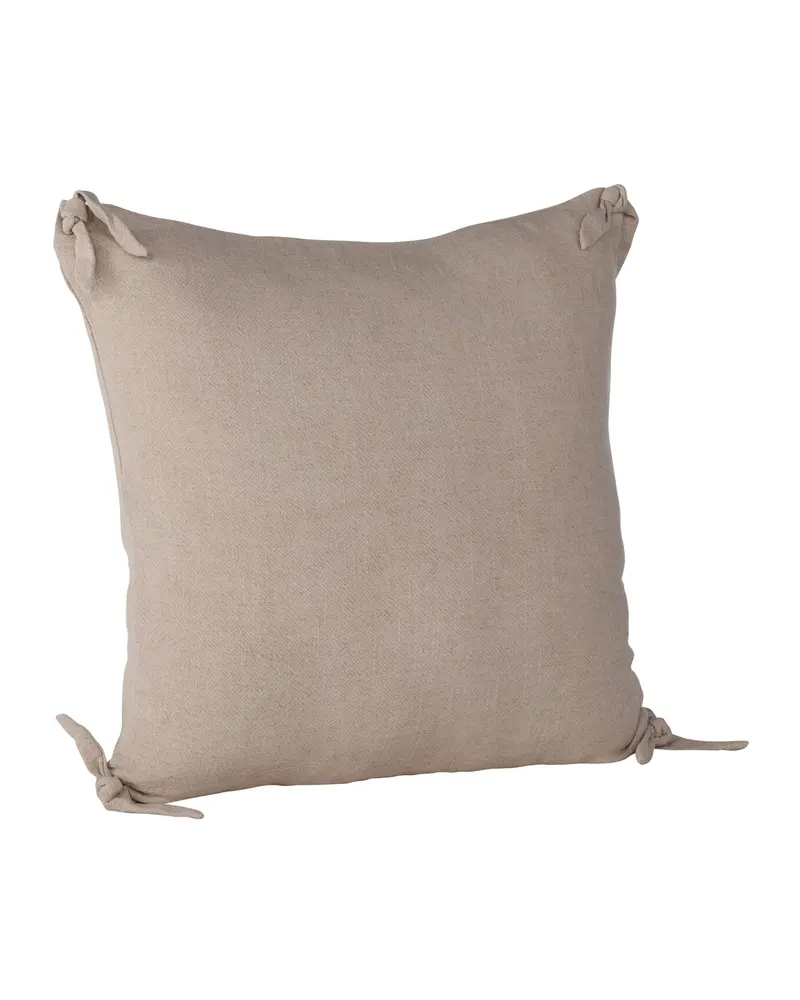 Nora Kissenbezug mit geknoteten Zierbändern an den Ecken in 60 × 60 cm, Beige, Ansicht 4