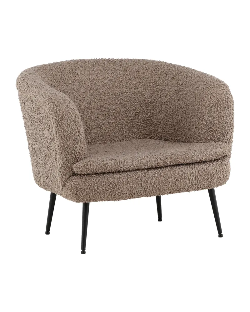 Nordkoster Sessel aus beigem Teddystoff auf schmalen Stahlbeinen, Beige, Schwarz