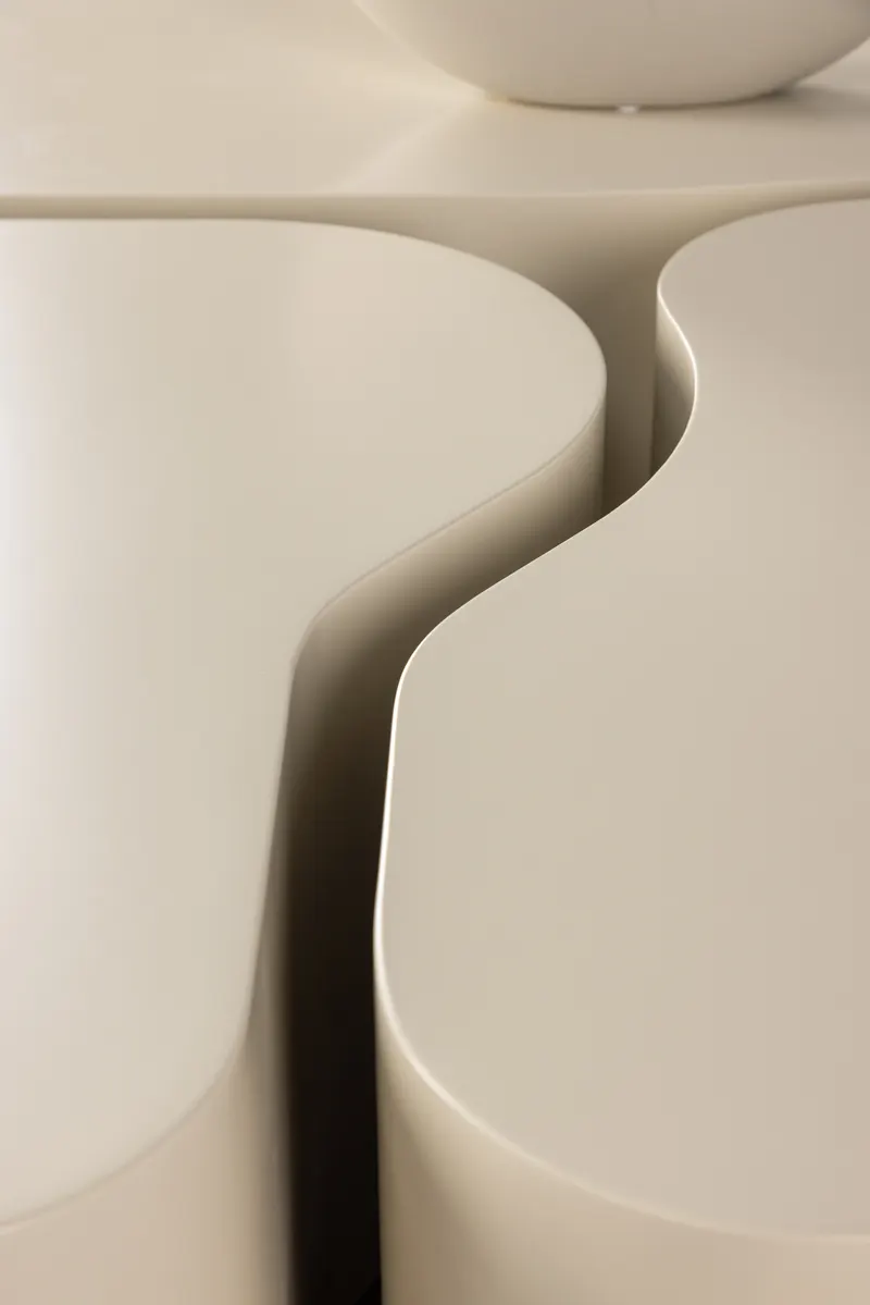 Nordland dreiteiliger Couchtisch in Beige, im Wohnraum, Ansicht 3