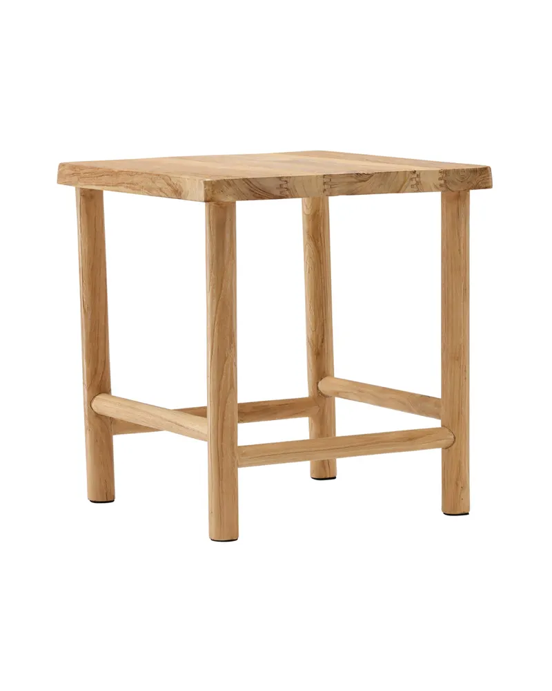 Noster Hocker aus Teak mit Fußstreben, Ansicht 1