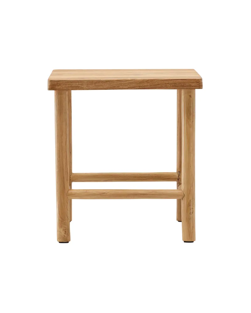 Noster Hocker aus Teak mit Fußstreben, Ansicht 7