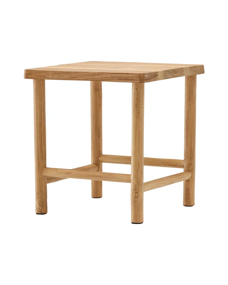 Noster Hocker aus Teak mit Fußstreben, Ansicht 8