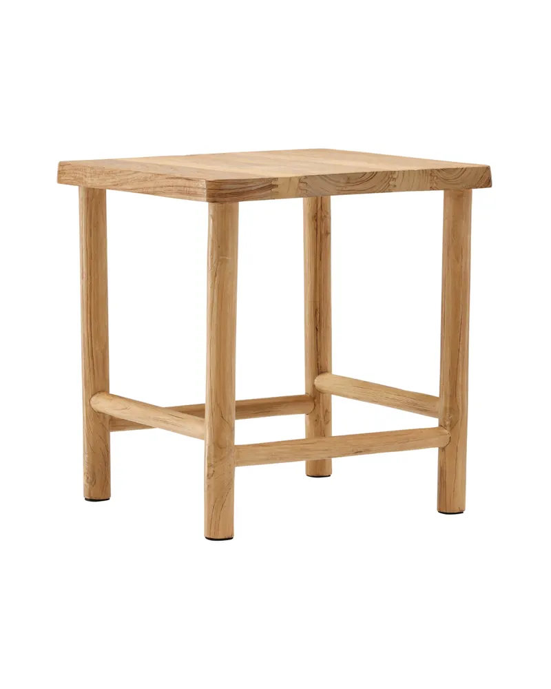 Noster Hocker aus Teak mit Fußstreben, Ansicht 9