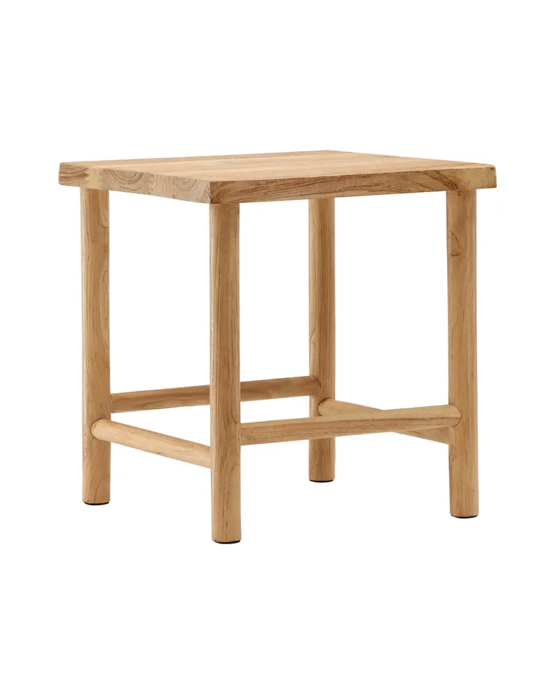 Noster Hocker aus Teak mit Fußstreben, Ansicht 12