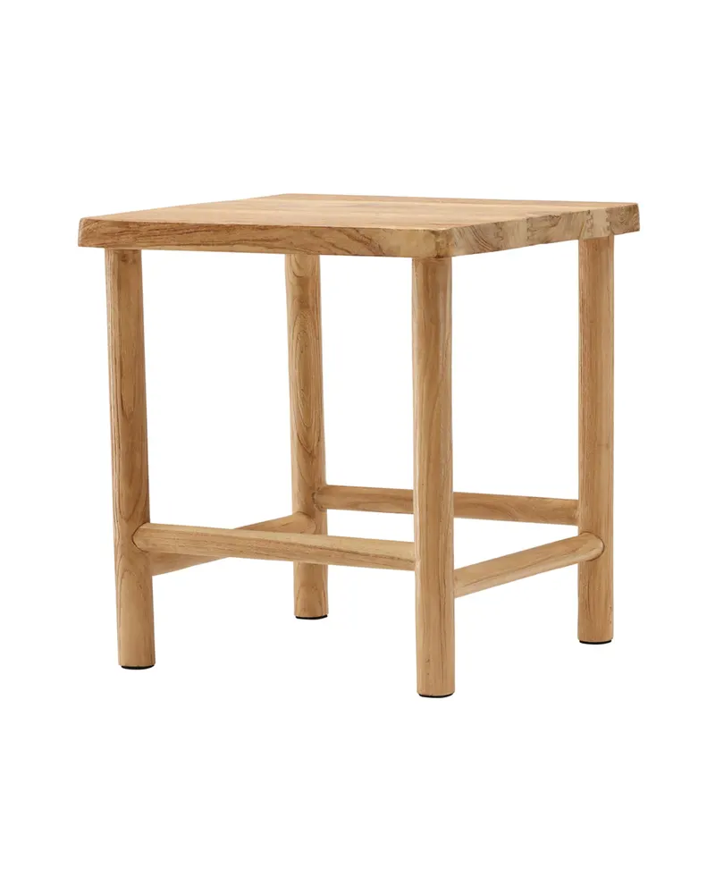 Noster Hocker aus Teak mit Fußstreben, Ansicht 2