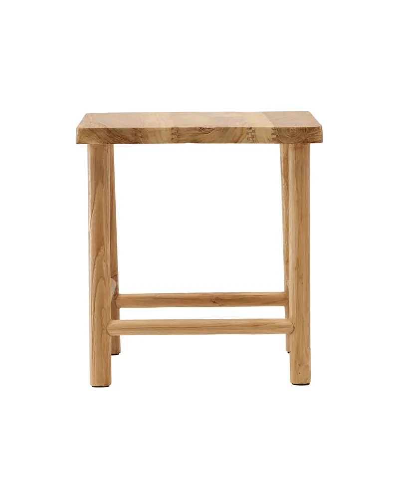 Noster Hocker aus Teak mit Fußstreben, Ansicht 4
